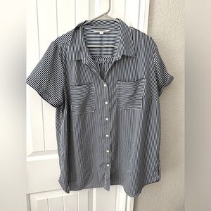 Loft navy and white button down
